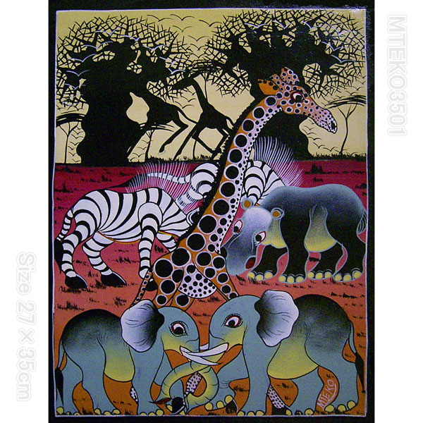 タンザニアからティンガティンガ絵画 mteko3501 タンザニアからティンガティンガ絵画 mteko3501